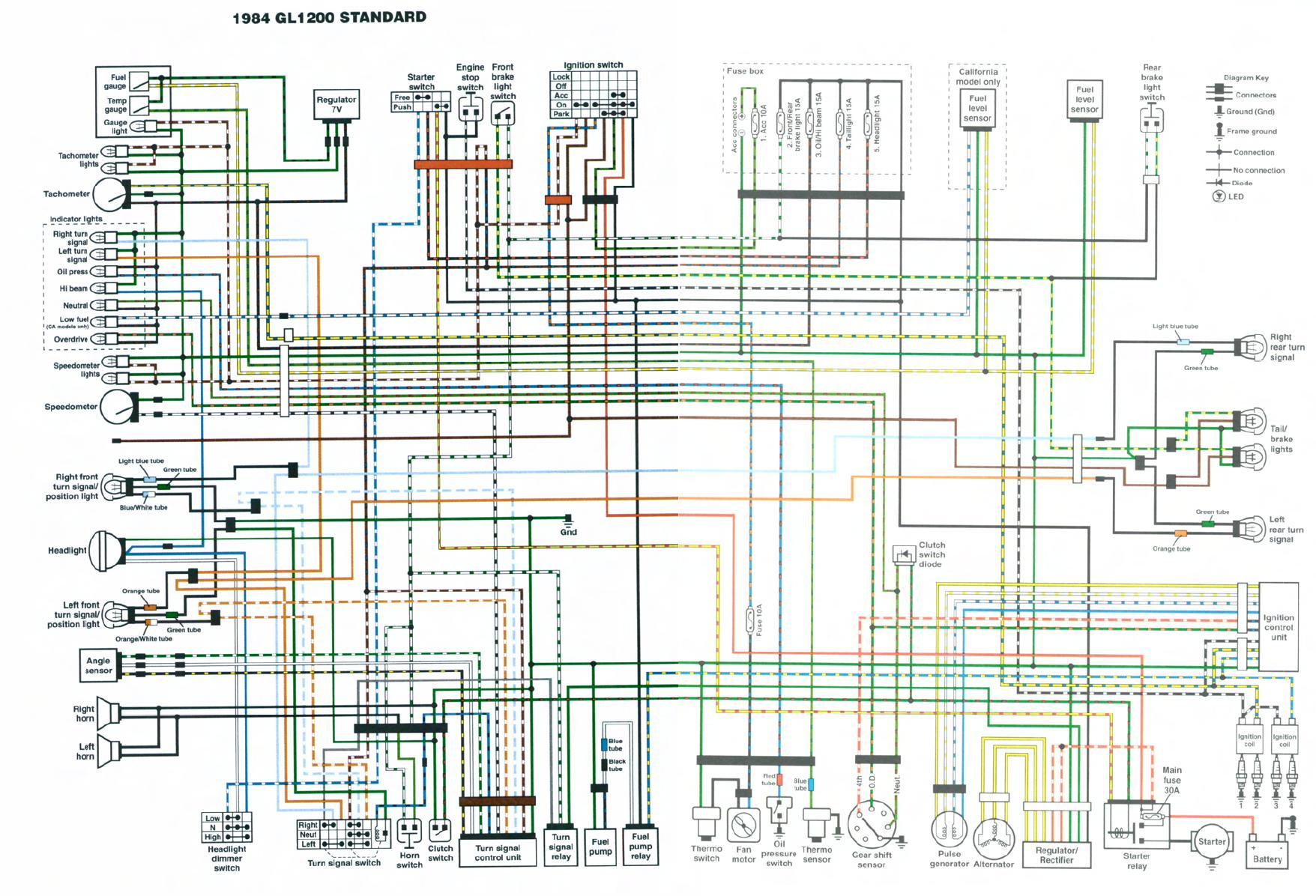 1980-82 GL1100 Standard Colour Schematic gl1100 wiring diagram 